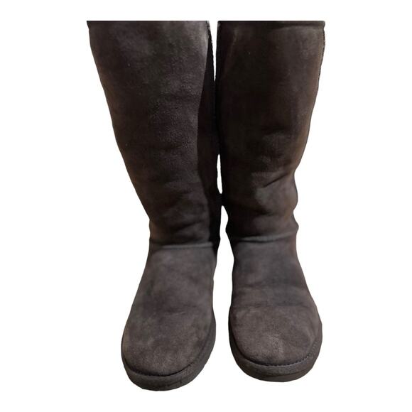 UGG Chocolate Brown 12" High Brown Suede Boots Womens Size 6 - Picture 7 of 10